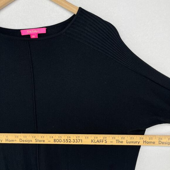 LILLY PULITZER Sweater XS Joslyn Coolmax Relaxed Tunic Boat Neck Pullover Black - Picture 11 of 13